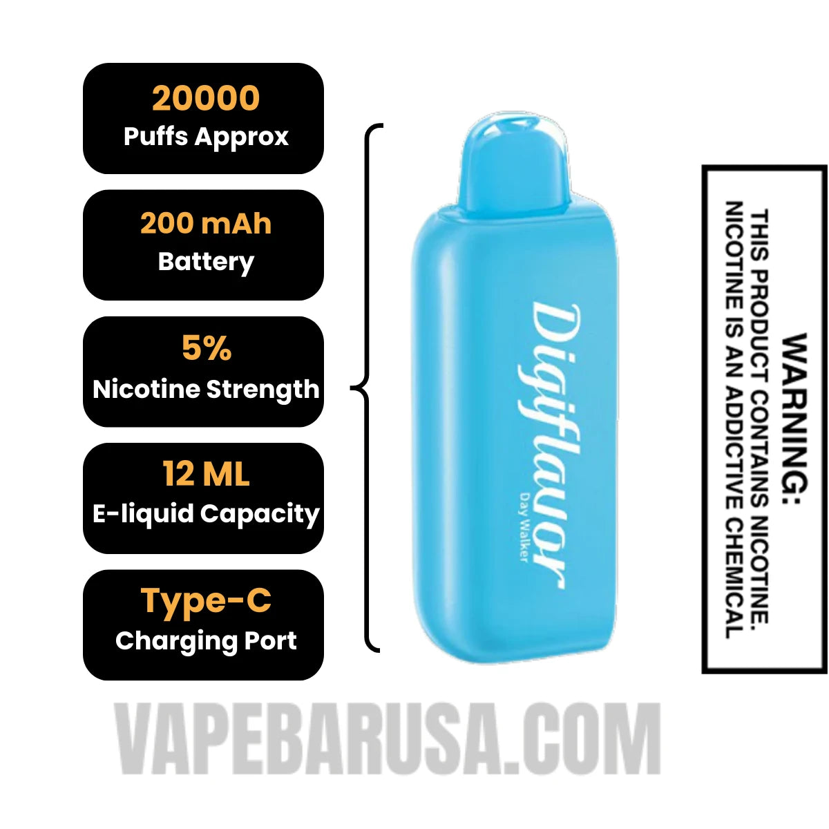 Day Walker Digiflavor BRK 20K Disposable POD Specifications Day Walker Digiflavor BRK 20K Disposable POD Specifications