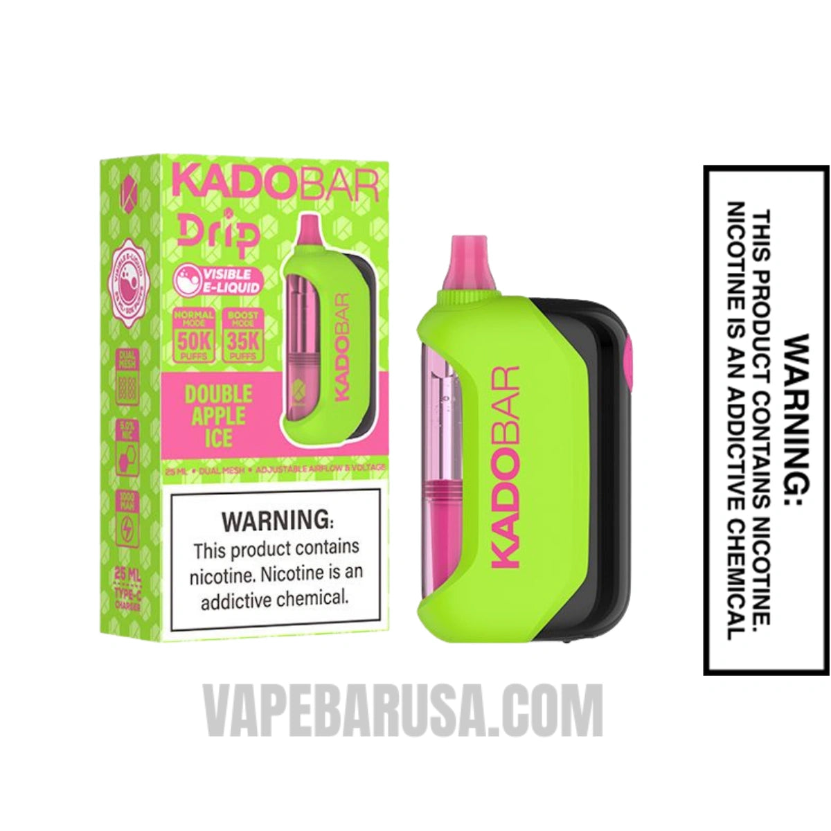 Double Apple Ice Kado Bar Drip 50K Disposable Vape With Package Box Double Apple Ice Kado Bar Drip 50K Disposable Vape With Package Box