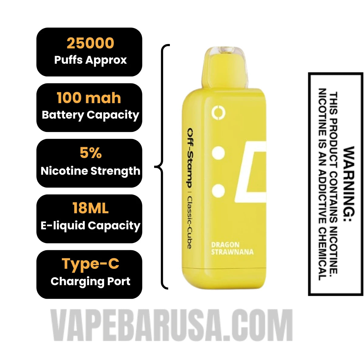 Dragon Strawnana Off Stamp Classic Cube 25K Disposable Pod Specifications Dragon Strawnana Off Stamp Classic Cube 25K Disposable Pod Specifications