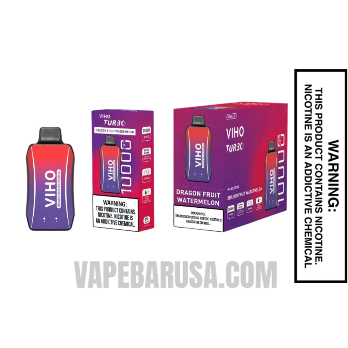 Dragon Fruit Watermelon VIHO Turbo Vape 10000 Puffs With Bundle Pack Dragon Fruit Watermelon VIHO Turbo Vape 10000 Puffs With Bundle Pack