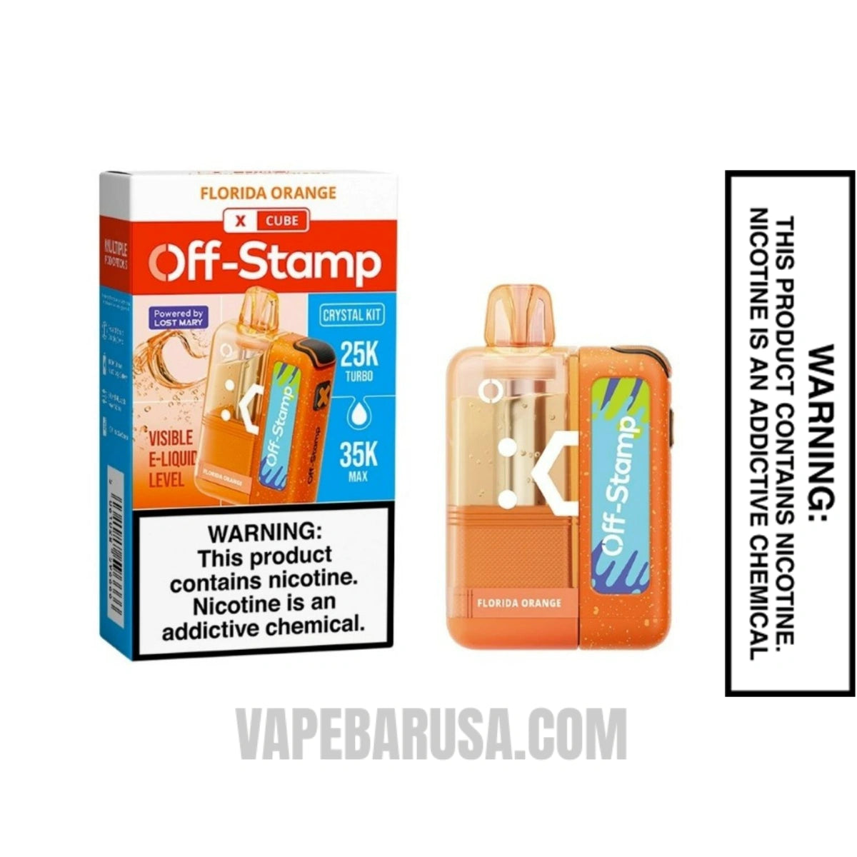 Florida Orange Off Stamp X Cube Crystal Cube 35K Vape Kit With Package Box Florida Orange Off Stamp X Cube Crystal Cube 35K Vape Kit With Package Box