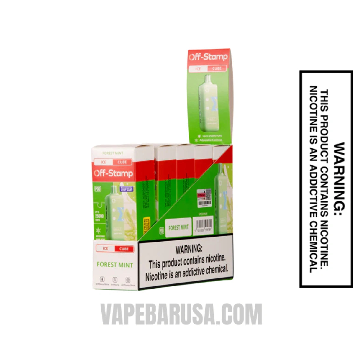 Forest Mint Off Stamp Ice Cube 25K Disposable Pod With Bundle Pack Forest Mint Off Stamp Ice Cube 25K Disposable Pod With Bundle Pack