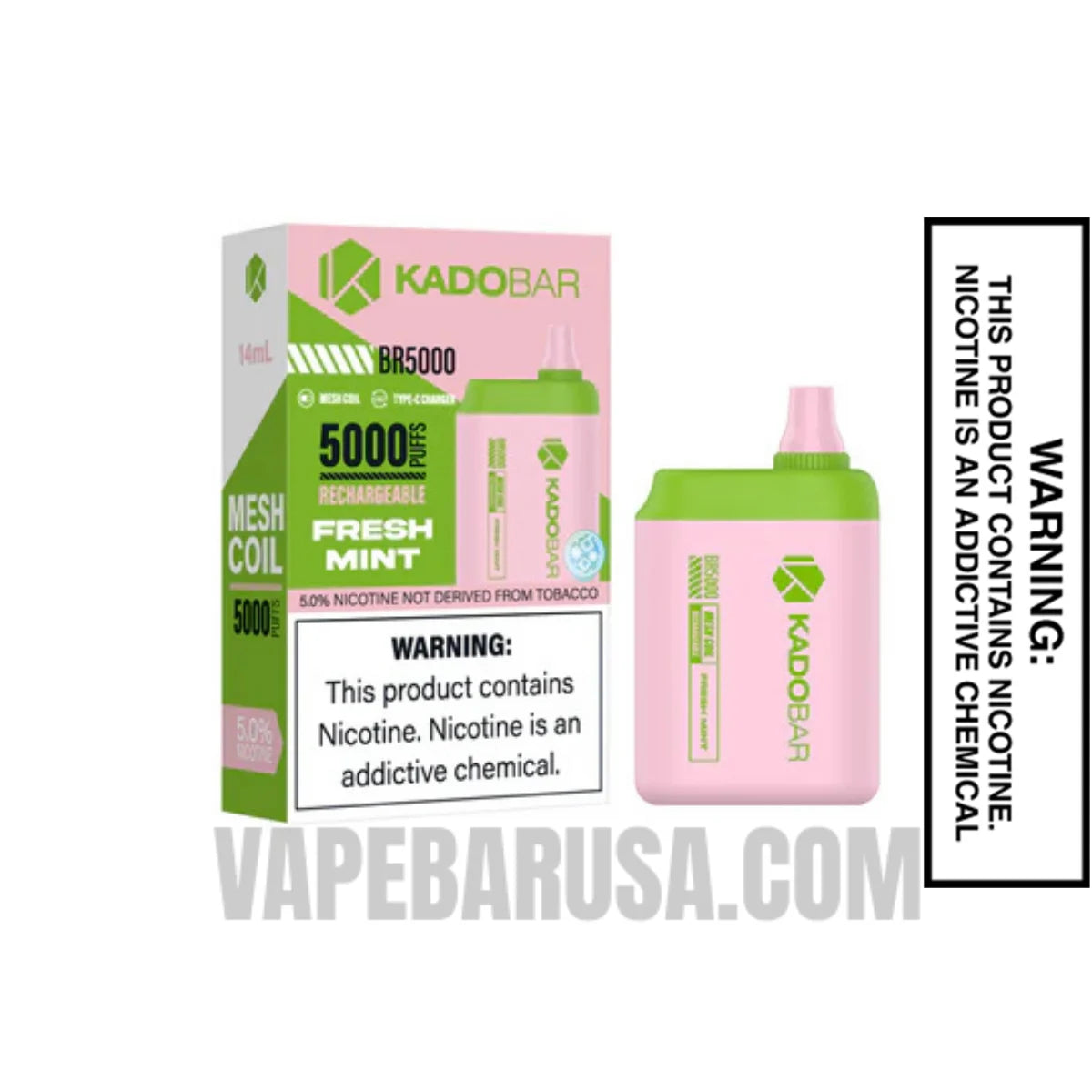 Fresh Mint Kado Bar BR5000 Disposable Vape With Package Box Fresh Mint Kado Bar BR5000 Disposable Vape With Package Box