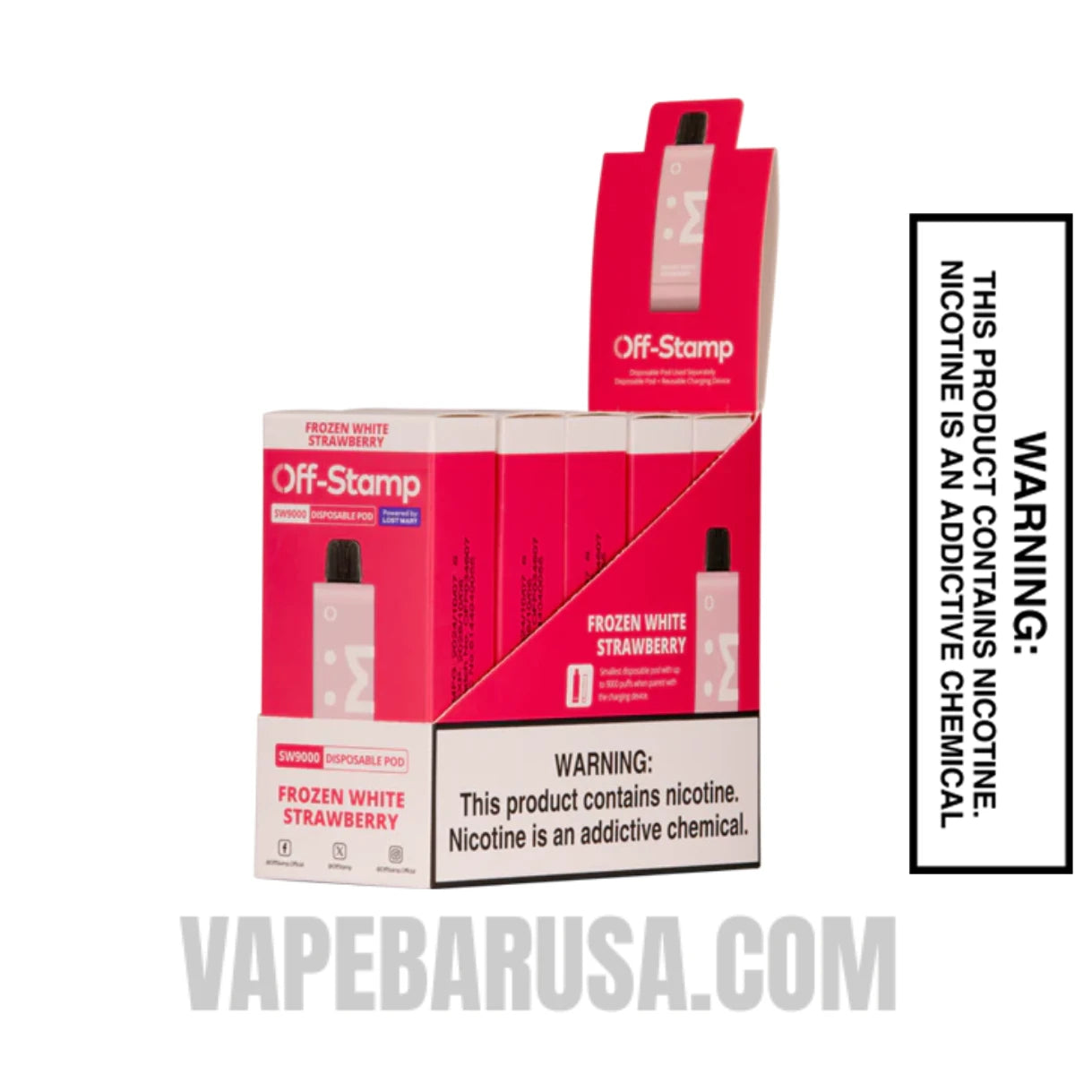 Frozen White Strawberry Off Stamp SW9000 Disposable Pod With Bundle Pack Frozen White Strawberry Off Stamp SW9000 Disposable Pod With Bundle Pack