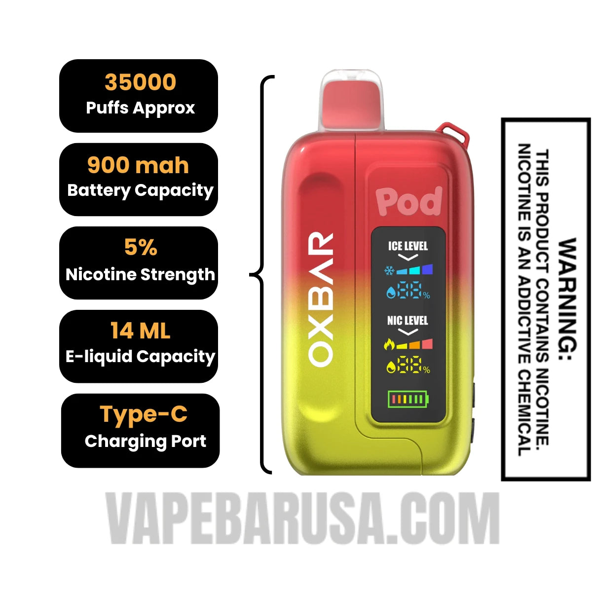 Fruity Pebz OXBAR Ice-Nic Control Disposable Vape Specifications Fruity Pebz OXBAR Ice-Nic Control Disposable Vape Specifications