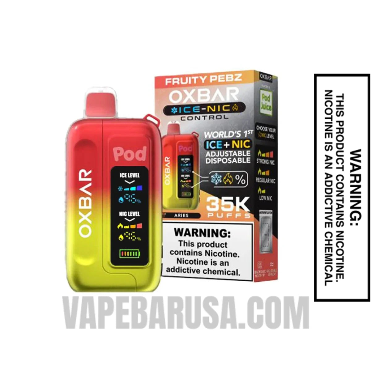 Fruity Pebz OXBAR Ice-Nic Control Disposable Vape With Package Box Fruity Pebz OXBAR Ice-Nic Control Disposable Vape With Package Box