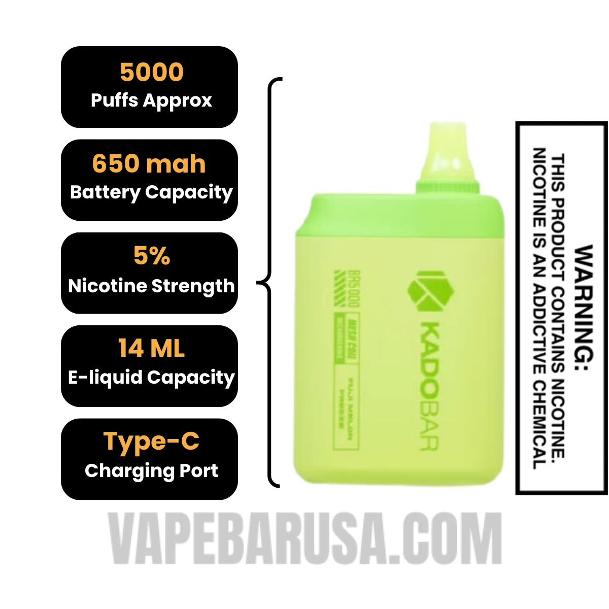 Fuji Melon Freeze Kado Bar BR5000 Disposable Vape Specifications Fuji Melon Freeze Kado Bar BR5000 Disposable Vape Specifications