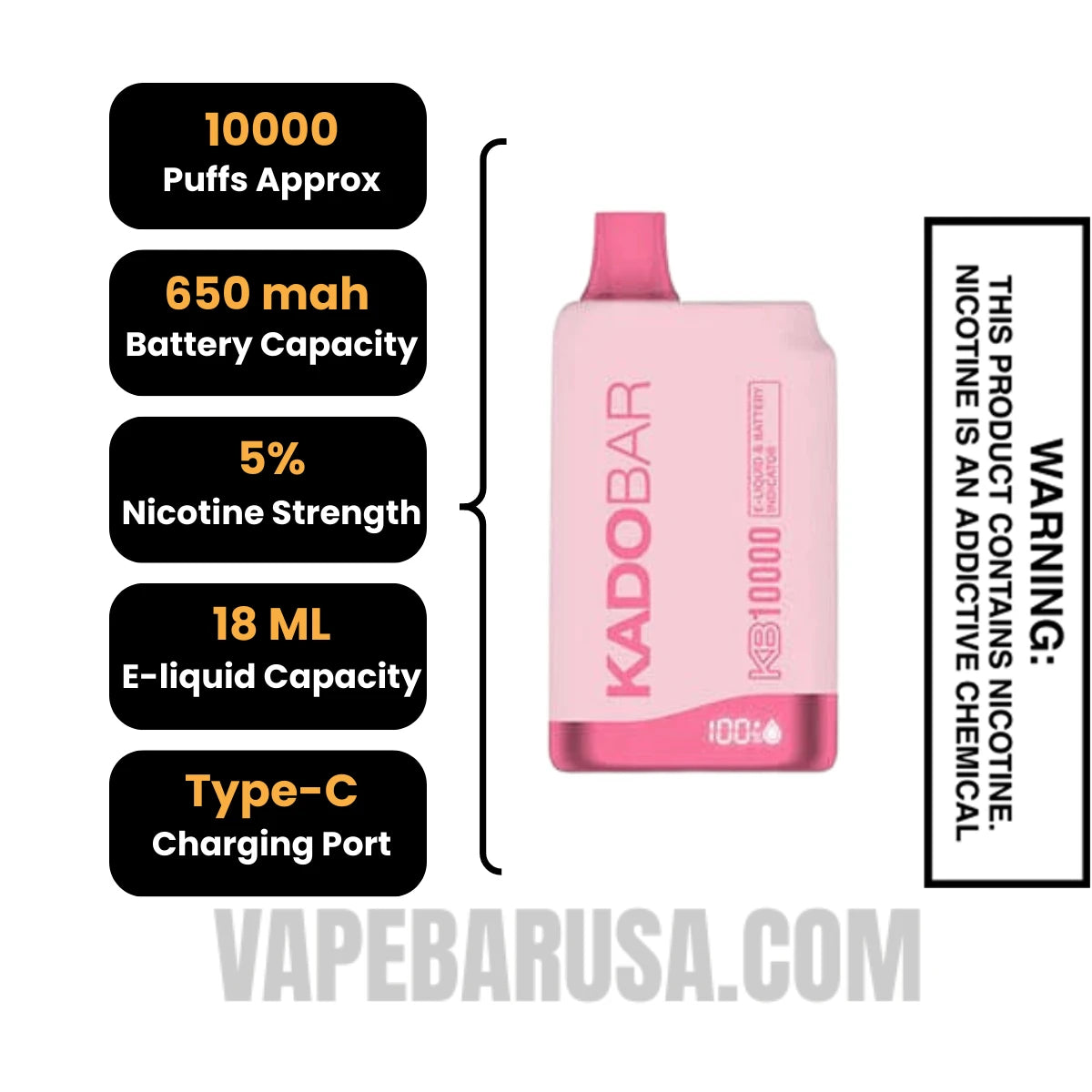 Georgia Peach Kado Bar KB10000 Disposable Vape Specifications Georgia Peach Kado Bar KB10000 Disposable Vape Specifications