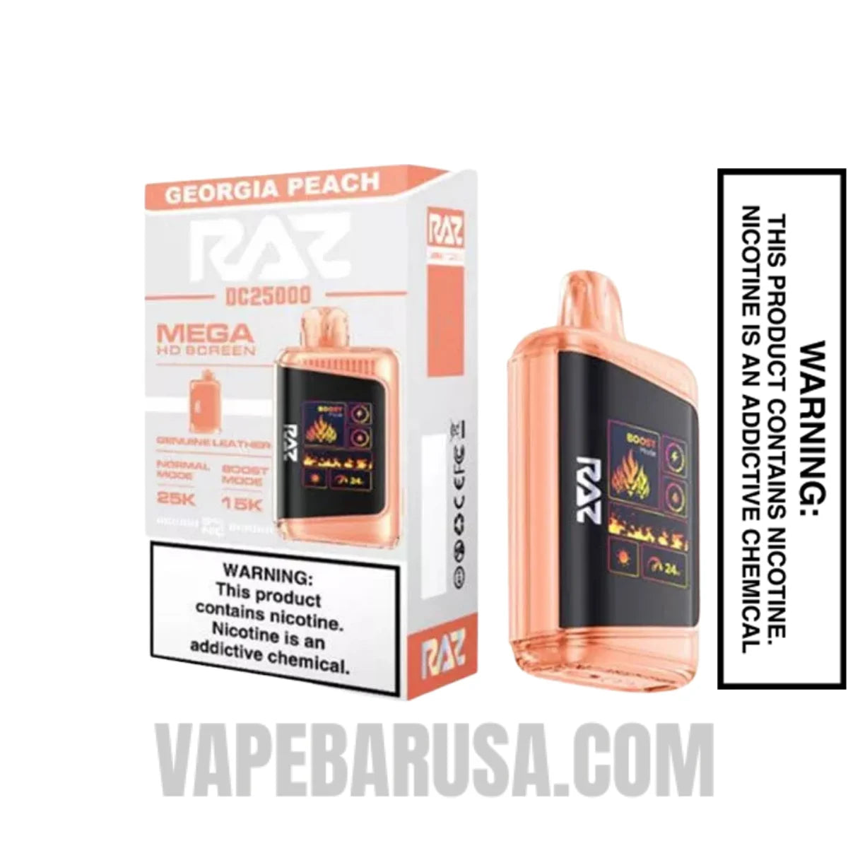 Georgia Peach RAZ DC25000 Disposable Vape With Package Box Georgia Peach RAZ DC25000 Disposable Vape With Package Box