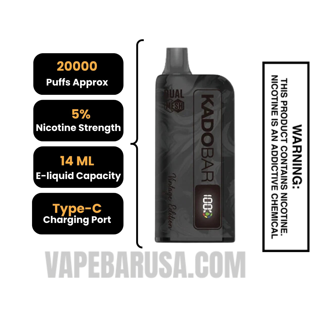Graham Cracker Kado Bar Vintage Edition 20000 Puffs Disposable Vape Specifications Graham Cracker Kado Bar Vintage Edition 20000 Puffs Disposable Vape Specifications