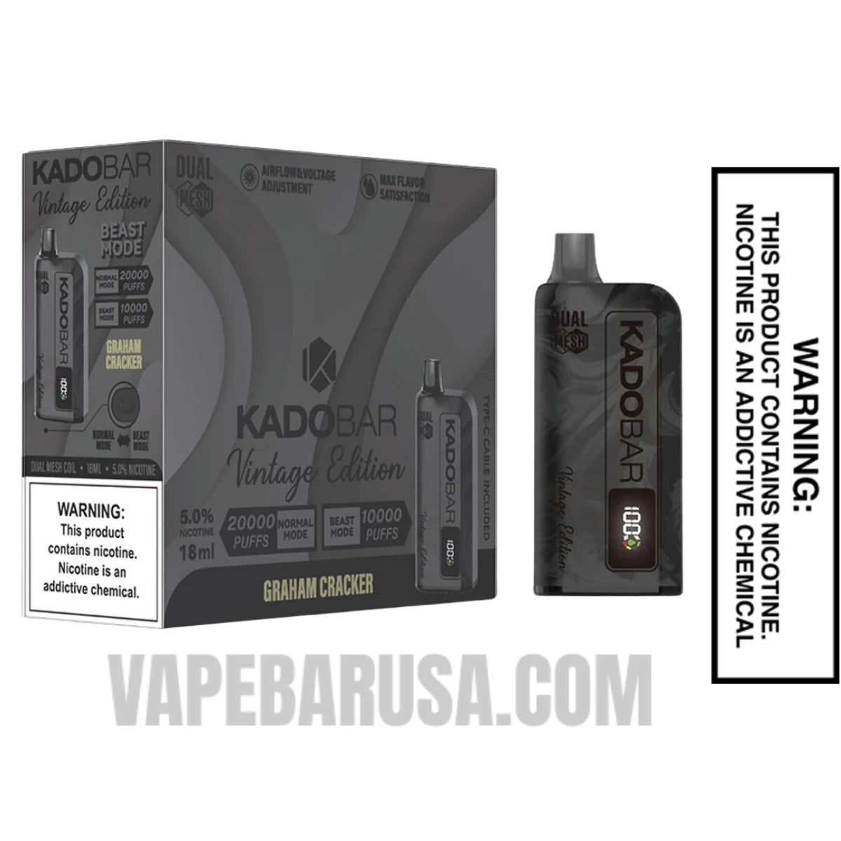 Graham Cracker Kado Bar Vintage Edition 20000 Puffs Disposable Vape With Bundle Pack Graham Cracker Kado Bar Vintage Edition 20000 Puffs Disposable Vape With Bundle Pack