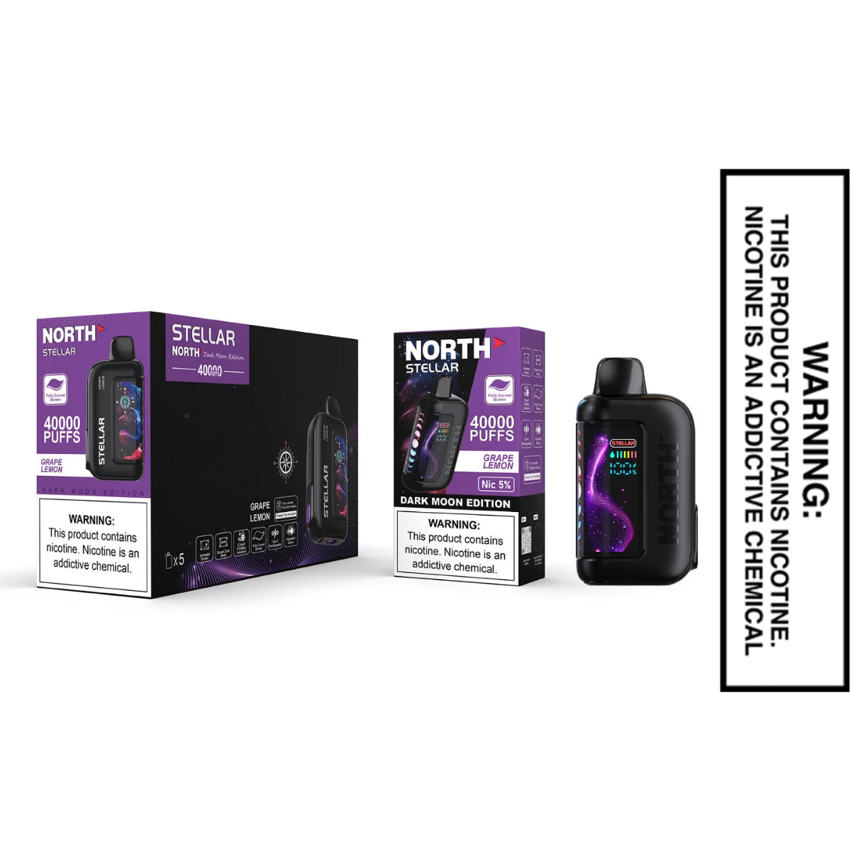 Grape Lemon North Stellar Dark Moon 40K Disposable Vape with Bundle box Grape Lemon North Stellar Dark Moon 40K Disposable Vape with Bundle box