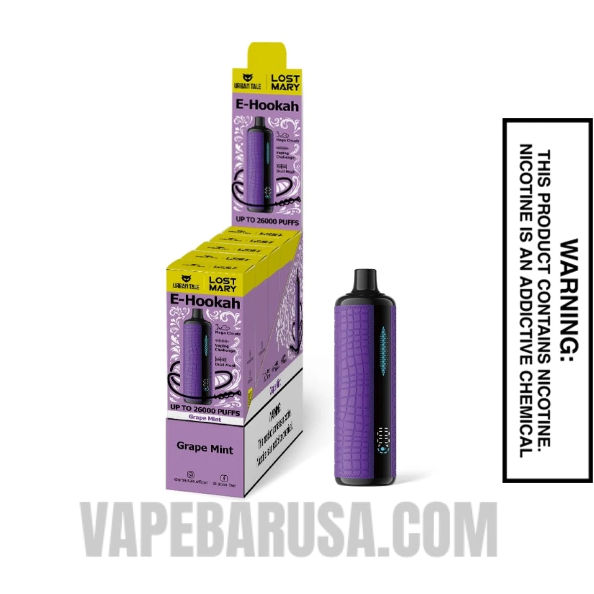 Grape Mint Lost Mary x Urban Tale E Hookah Disposable Vape With Bundle Pack Grape Mint Lost Mary x Urban Tale E Hookah Disposable Vape With Bundle Pack