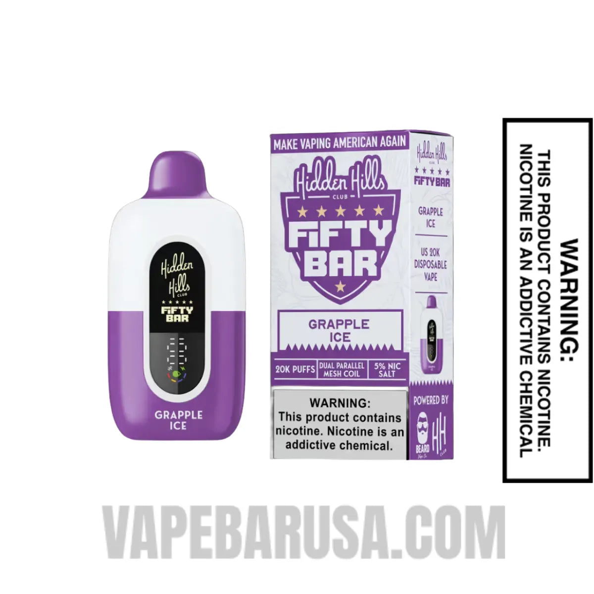 Grapple Ice Hidden Hills X Fifty Bar 20k Disposable Vape With Package Box Grapple Ice Hidden Hills X Fifty Bar 20k Disposable Vape With Package Box