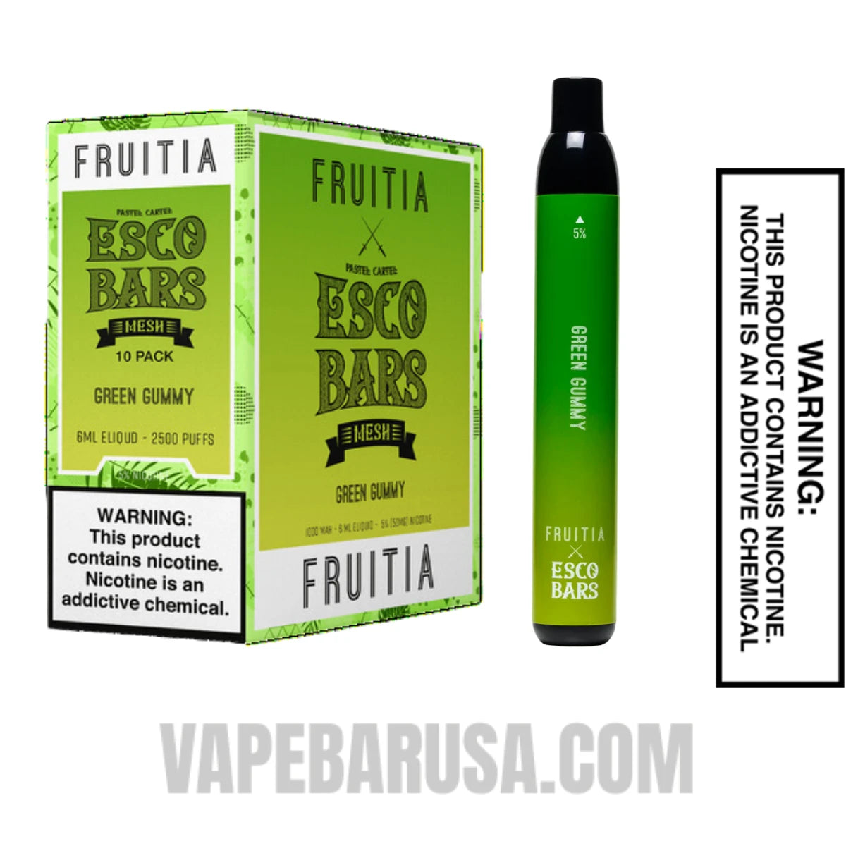 Green Gummy Esco Bar 2500 Puffs Disposable Vape with Bundle Pack Green Gummy Esco Bar 2500 Puffs Disposable Vape with Bundle Pack