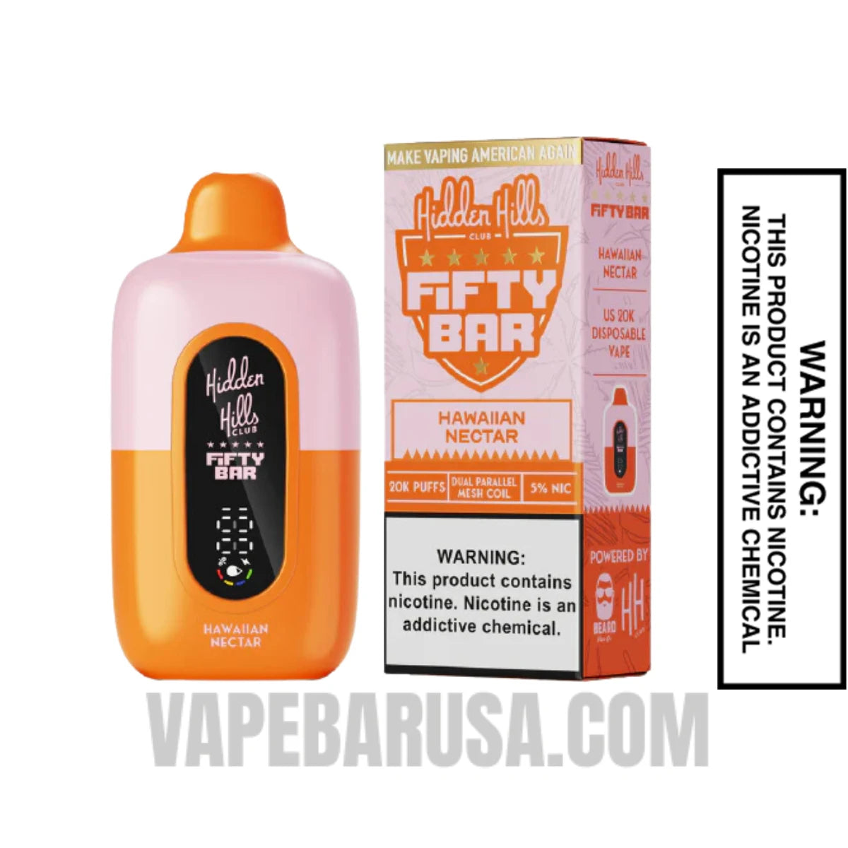 Hawaiian Nectar Hidden Hills X Fifty Bar 20K Vape With Package Box Hawaiian Nectar Hidden Hills X Fifty Bar 20K Vape With Package Box