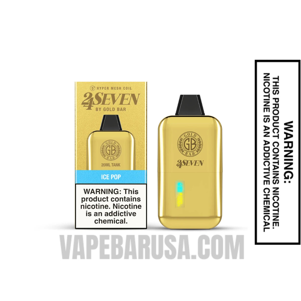 Ice Pop Gold Bar 24Seven Disposable Vape with Package Box Ice Pop Gold Bar 24Seven Disposable Vape with Package Box