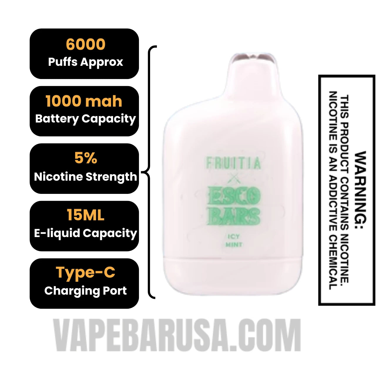 Icy Mint Esco Bars 6000 Puffs Disposable Vape Specifications Icy Mint Esco Bars 6000 Puffs Disposable Vape Specifications