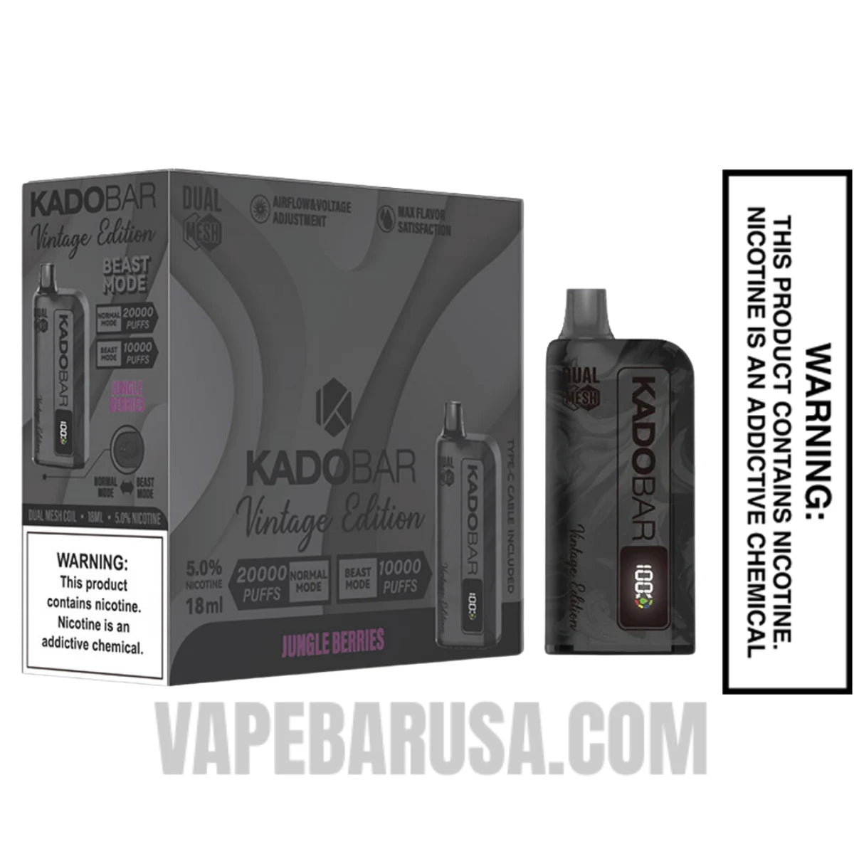 Jungle Berries Kado Bar Vintage Edition 20000 Puffs Disposable Vape With Bundle Pack Jungle Berries Kado Bar Vintage Edition 20000 Puffs Disposable Vape With Bundle Pack