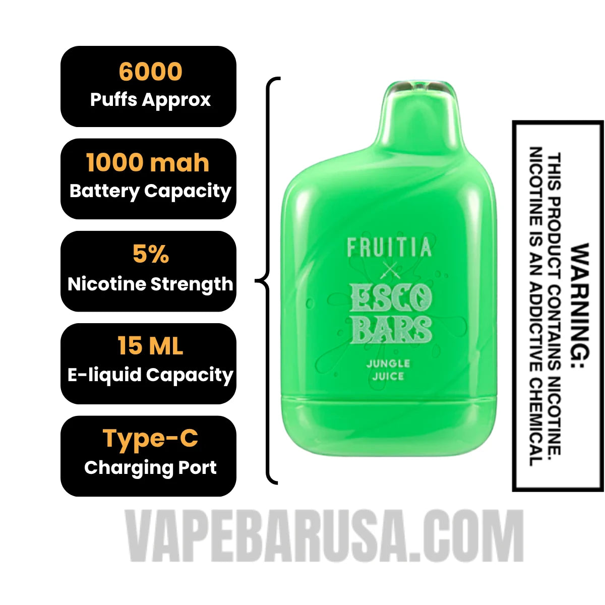 Jungle Juice Esco Bars 6000 Puffs Disposable Vape Specifications Jungle Juice Esco Bars 6000 Puffs Disposable Vape Specifications