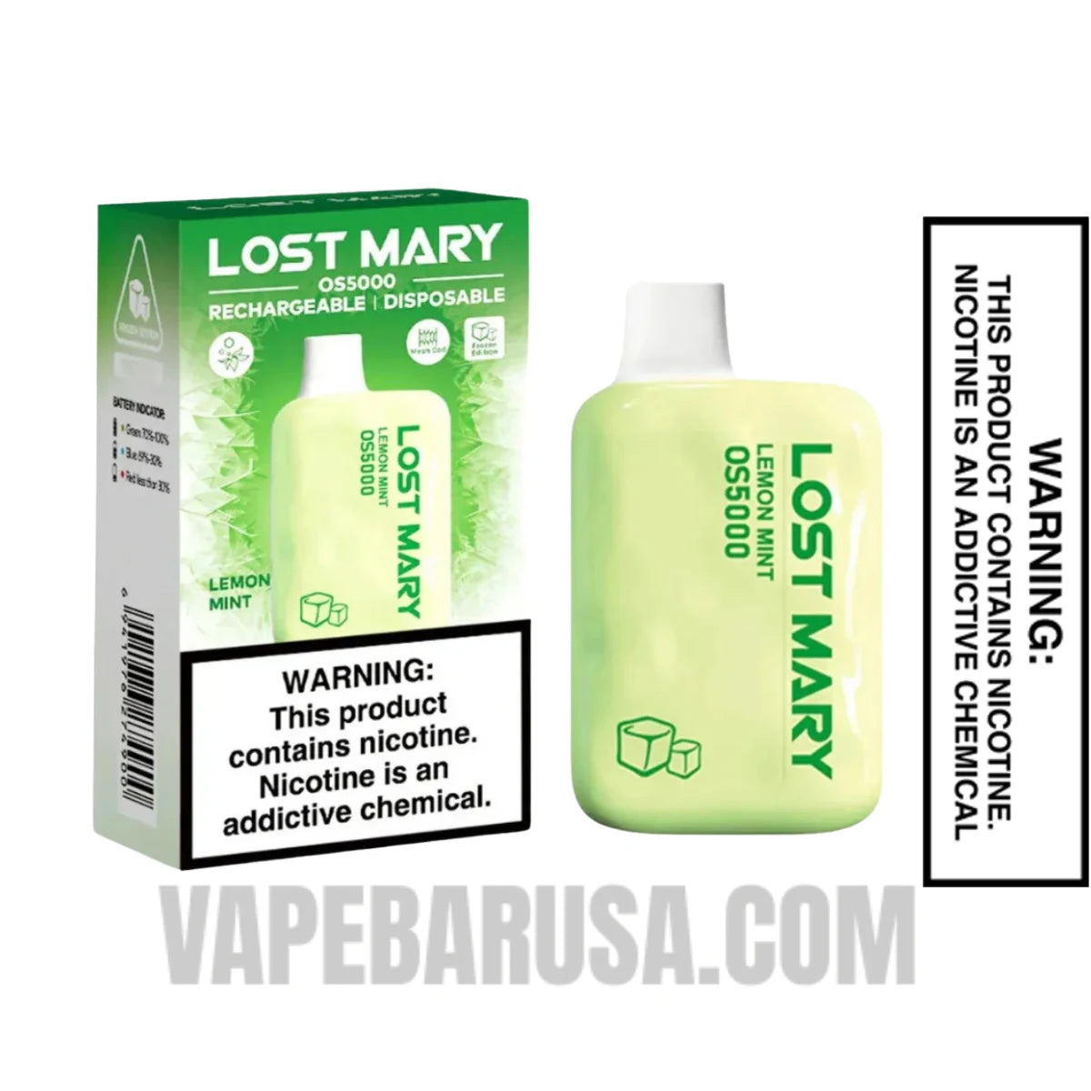 Lemon Mint Lost Mary OS5000 Disposable Vape with Package Box Lemon Mint Lost Mary OS5000 Disposable Vape with Package Box