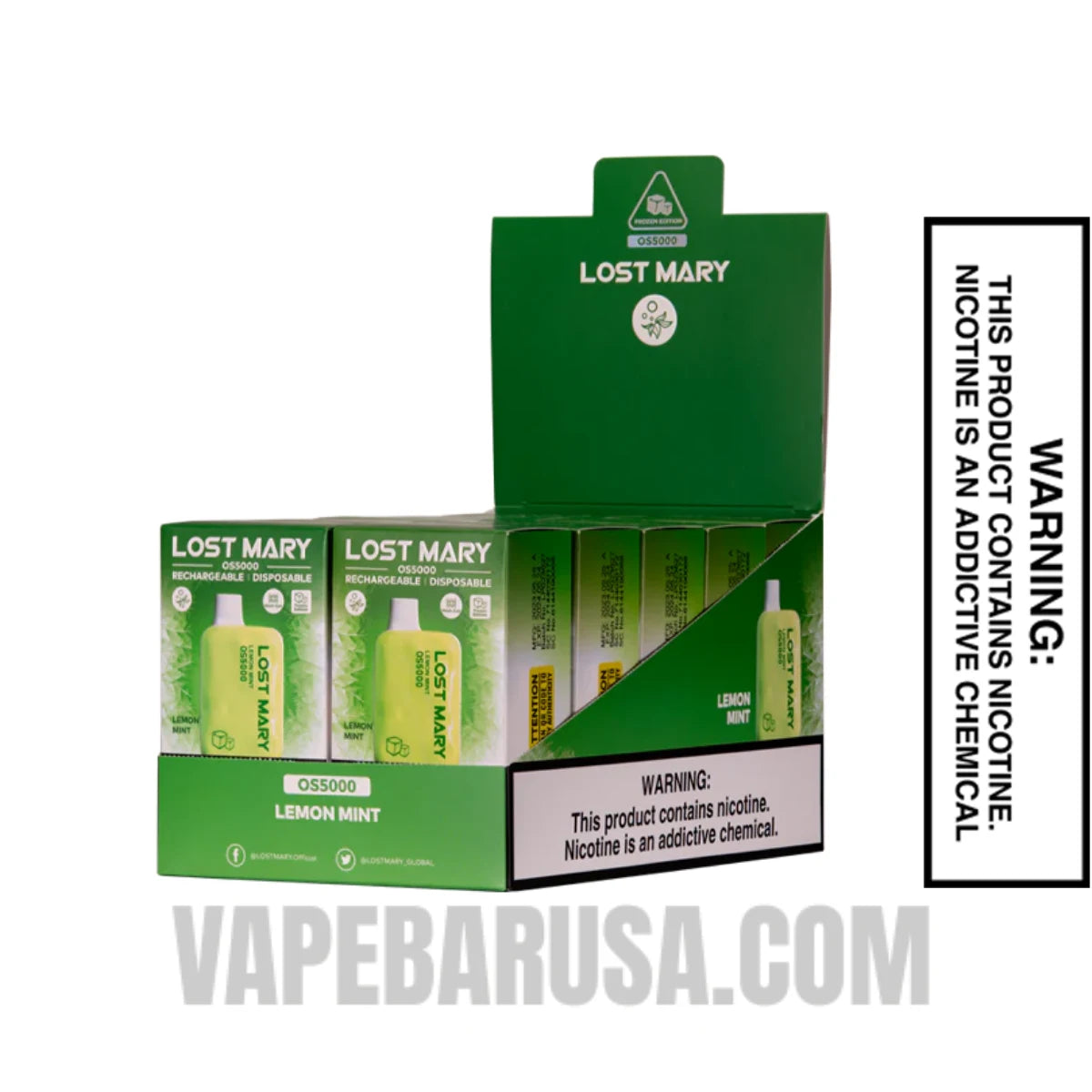 Lemon Mint Lost Mary OS5000 Disposable Vape With Bundle Pack Lemon Mint Lost Mary OS5000 Disposable Vape With Bundle Pack