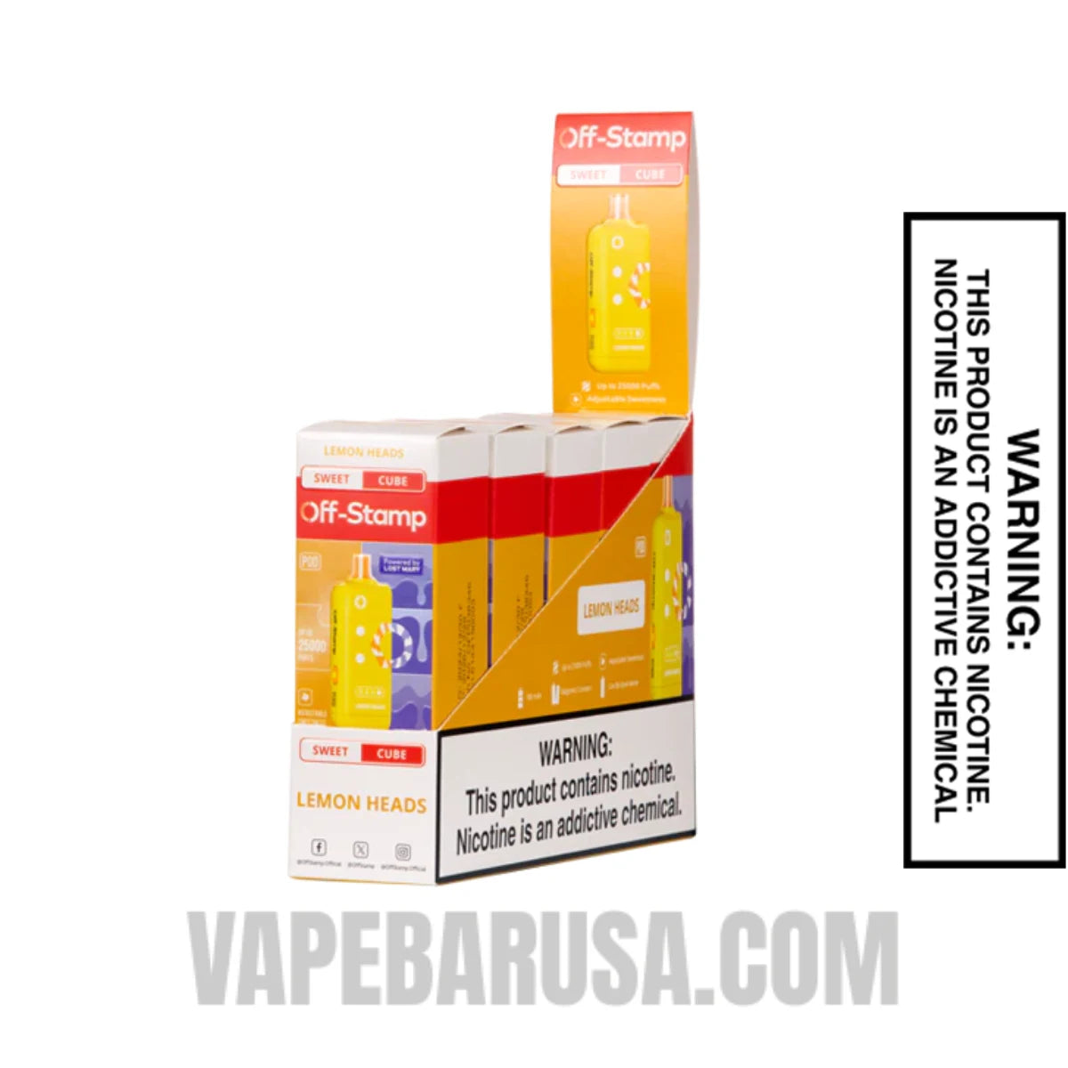 Lemon Heads Off Stamp Sweet Cube 25K Disposable Pod With bundle Box Lemon Heads Off Stamp Sweet Cube 25K Disposable Pod With bundle Box