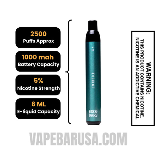 Lychee Ice Esco Bars 2500 Puffs Disposable Vape Lychee Ice Esco Bars 2500 Puffs Disposable Vape