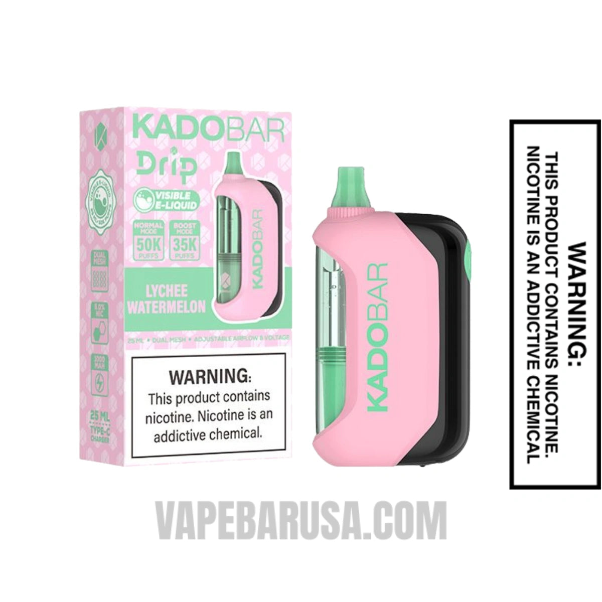 Lychee Watermelon Kado Bar Drip 50K Disposable Vape With Package Box Lychee Watermelon Kado Bar Drip 50K Disposable Vape With Package Box