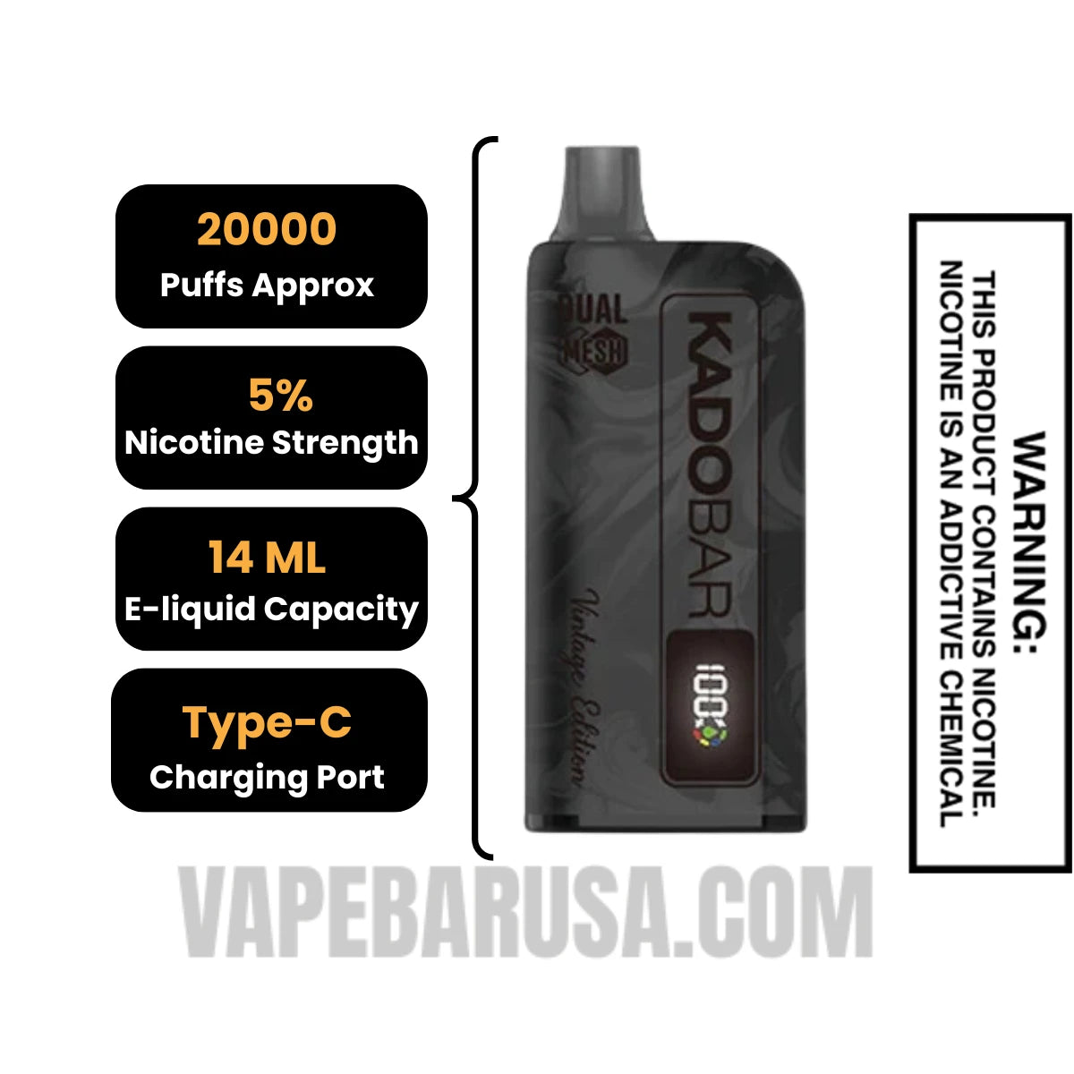 Mango Colada Kado Bar Vintage Edition 20000 Puffs Disposable Vape Specifications Mango Colada Kado Bar Vintage Edition 20000 Puffs Disposable Vape Specifications
