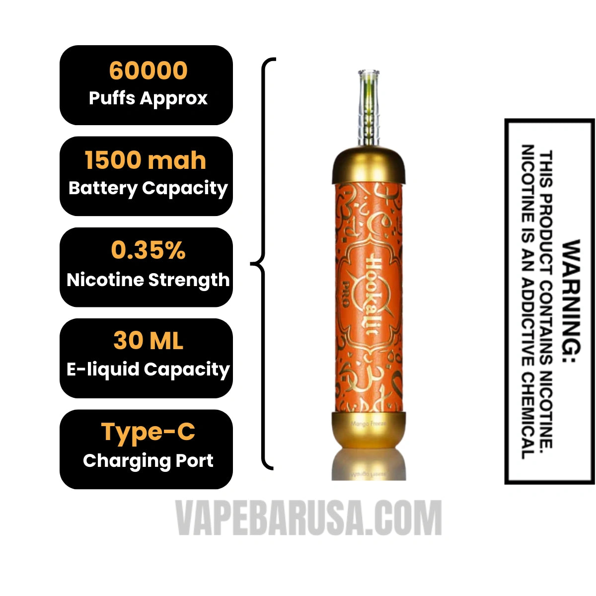 Mango Freeze OLIT Hookalit Pro 60K Disposable Vape Specifications Mango Freeze OLIT Hookalit Pro 60K Disposable Vape Specifications