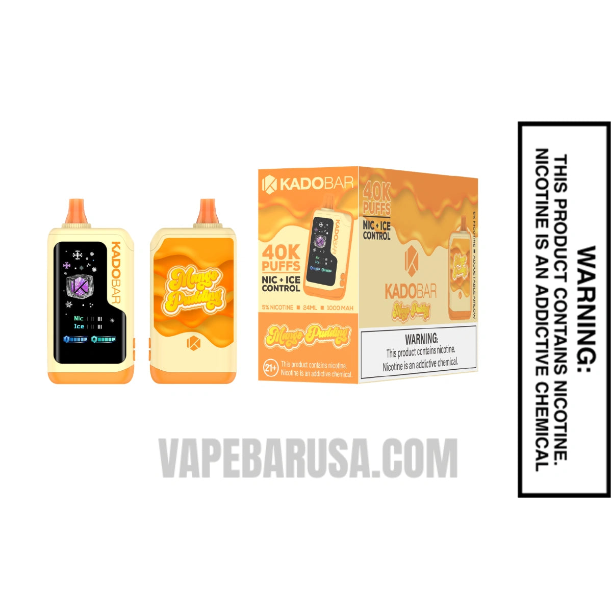 Mango Pudding Kado Bar NI40K Ice-Nic Control Disposable Vape With Bundle Pack Mango Pudding Kado Bar NI40K Ice-Nic Control Disposable Vape With Bundle Pack