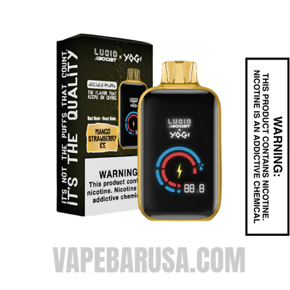 Mango Strawberry Ice Lucid Boost X Yogi 20123 Disposable Vape With Package Box Mango Strawberry Ice Lucid Boost X Yogi 20123 Disposable Vape With Package Box