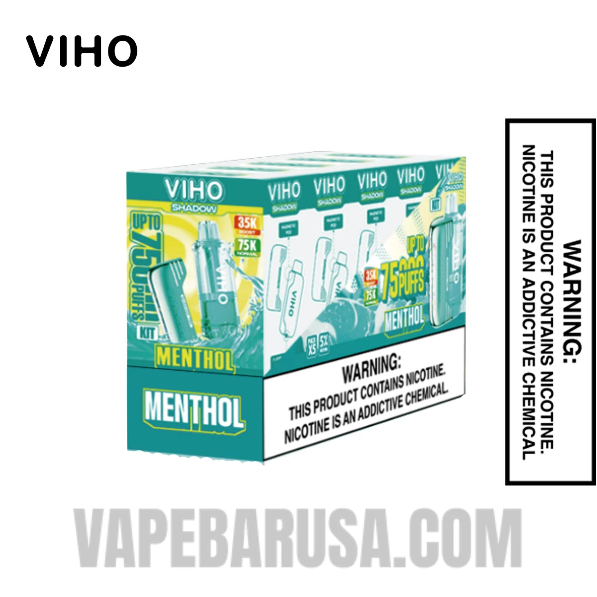 Menthol VIHO Shadow 75K Vape Kit With Bundle Pack Menthol VIHO Shadow 75K Vape Kit With Bundle Pack
