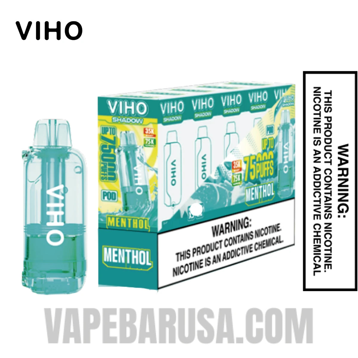 Menthol VIHO Shadow 75K Vape Pod With Bundle Pack Menthol VIHO Shadow 75K Vape Pod With Bundle Pack