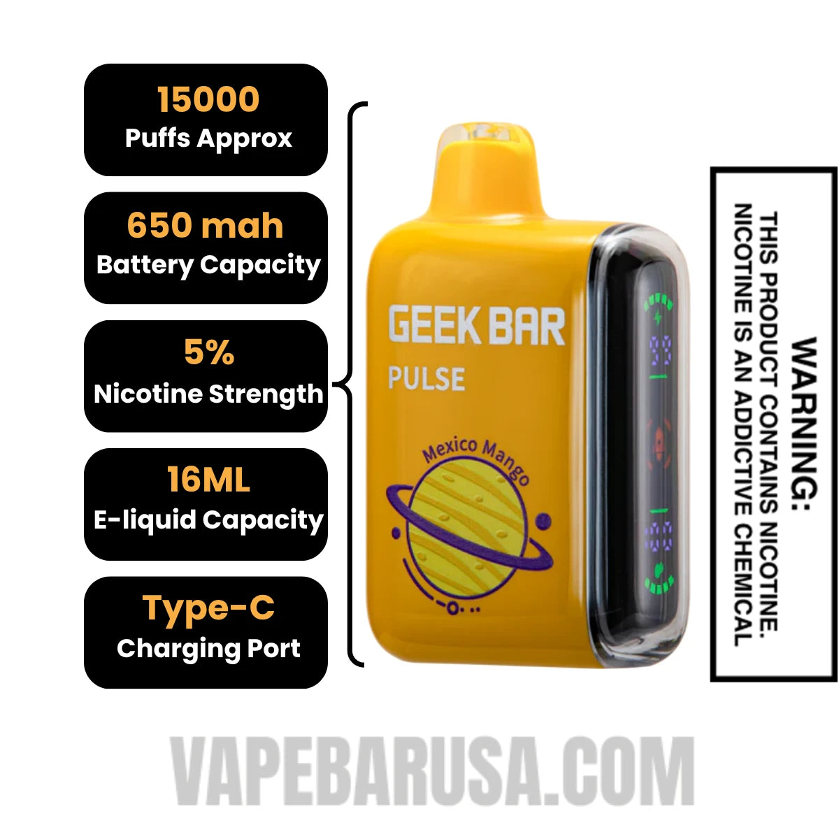 Mexico Mango Geek Bar Pulse Disposable Vape Specification Mexico Mango Geek Bar Pulse Disposable Vape Specification