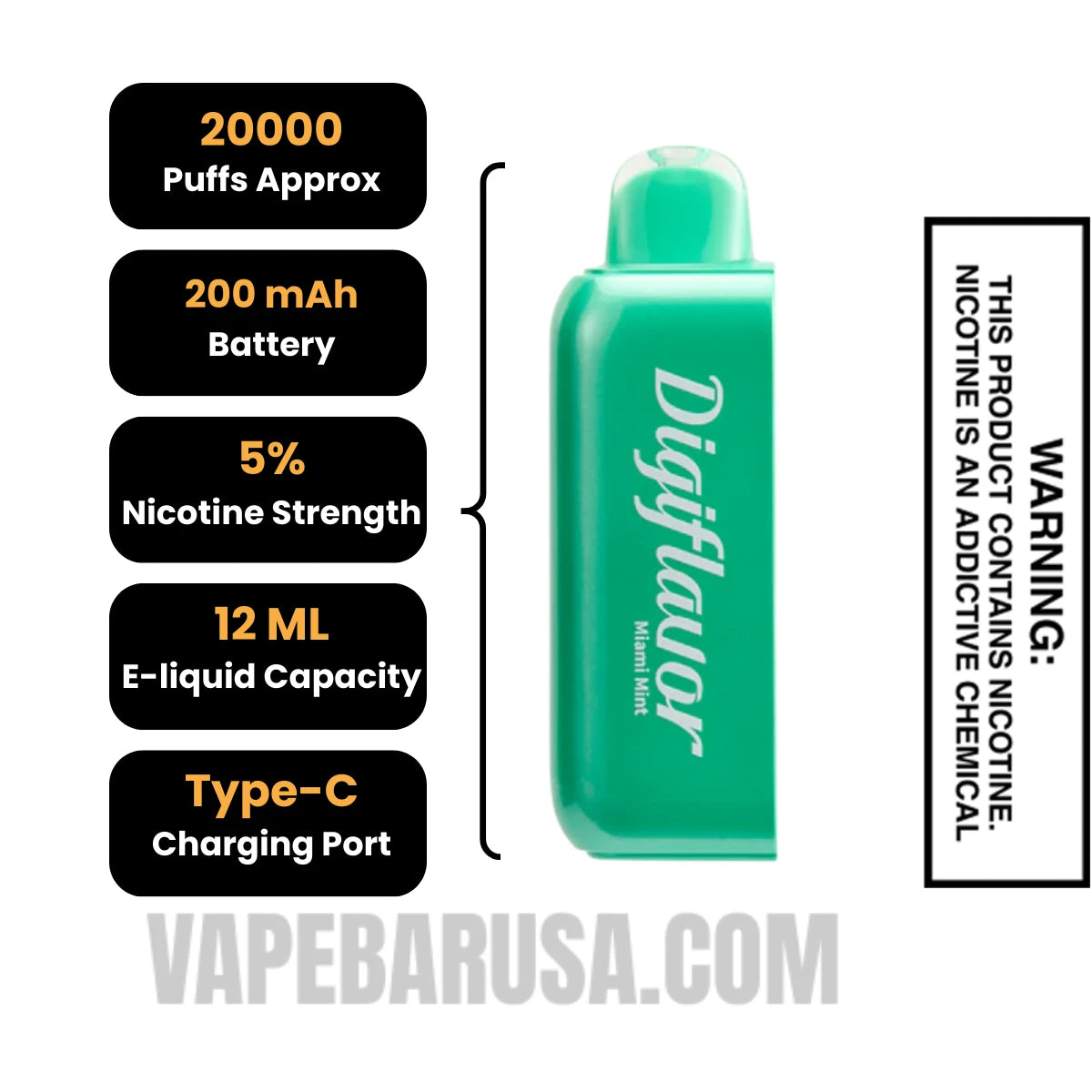 Miami Mint Digiflavor BRK 20K Disposable POD Specifications Miami Mint Digiflavor BRK 20K Disposable POD Specifications