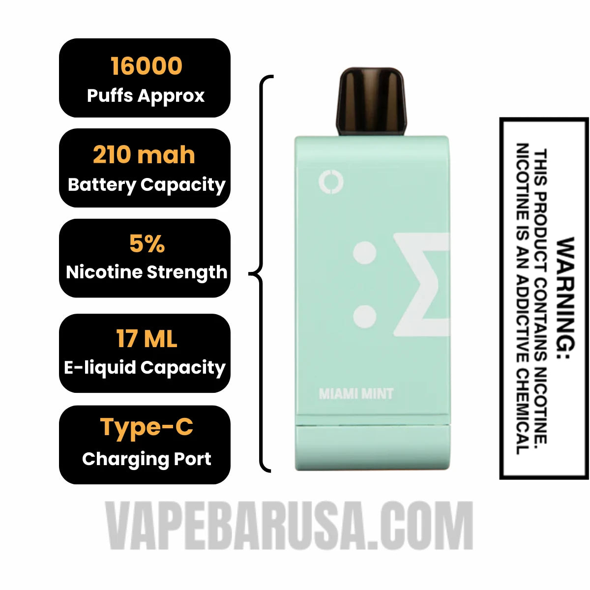 Miami Mint Off-Stamp SW16000 Disposable Pod Specifications Miami Mint Off-Stamp SW16000 Disposable Pod Specifications