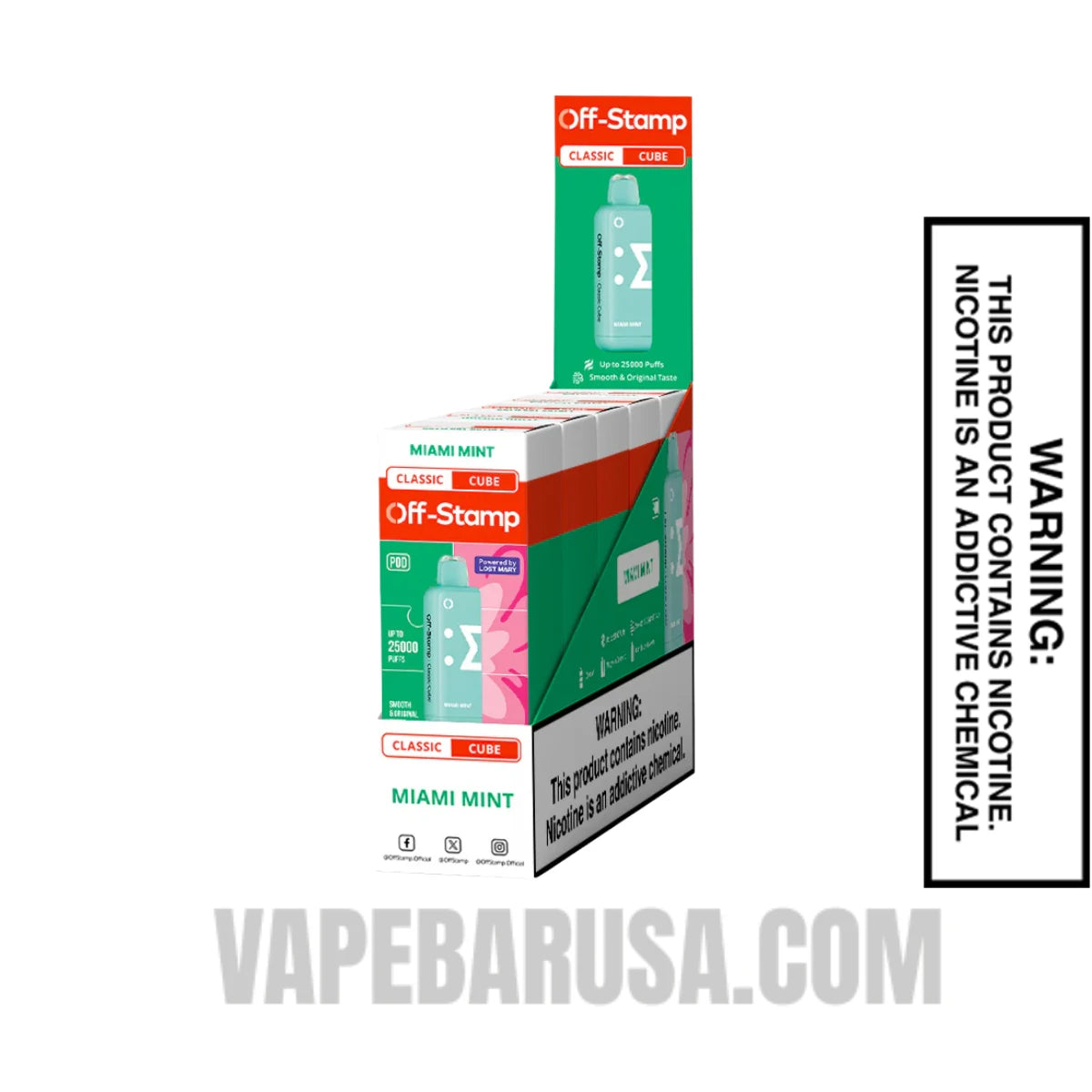 Miami Mint Off Stamp Classic Cube 25K Disposable Pod With bundle Box Miami Mint Off Stamp Classic Cube 25K Disposable Pod With bundle Box