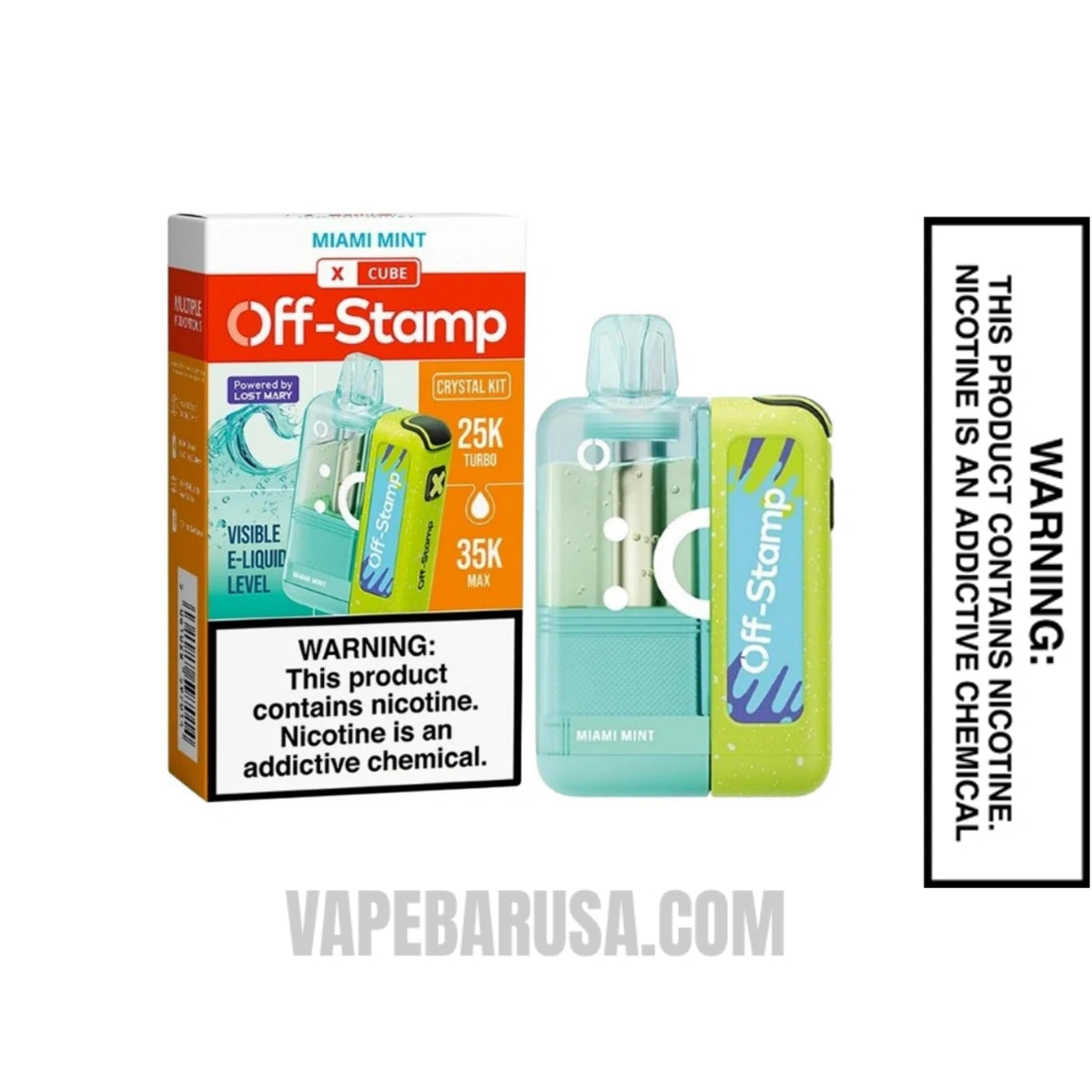 Miami Mint Off Stamp X Cube Crystal Cube 35K Vape Kit With Package Box Miami Mint Off Stamp X Cube Crystal Cube 35K Vape Kit With Package Box