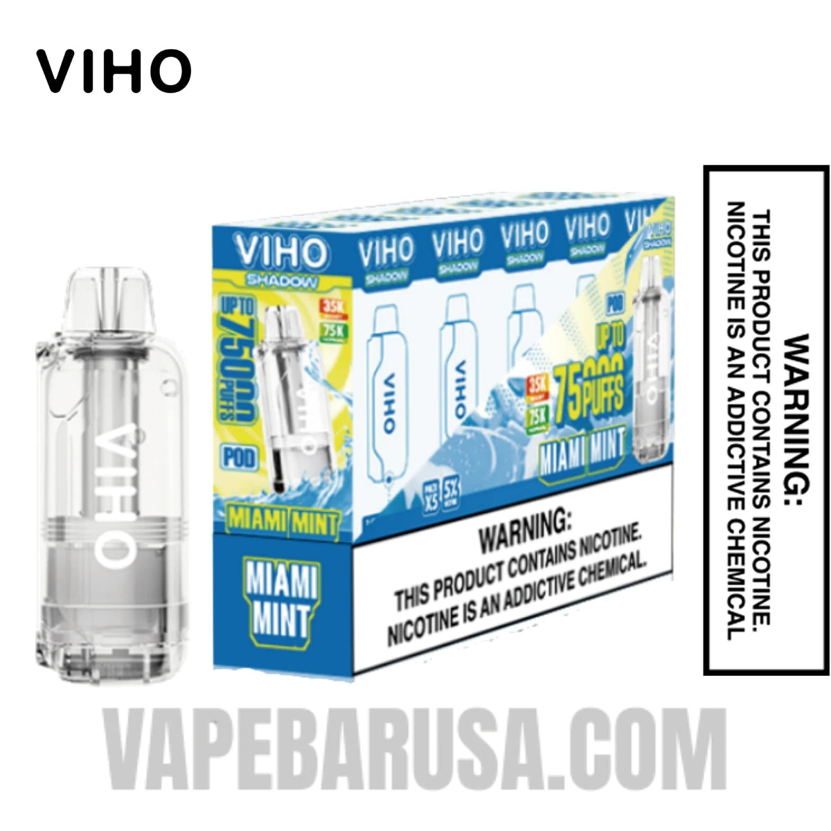 Miami Mint VIHO Shadow 75K Vape Pod With Bundle Pack Miami Mint VIHO Shadow 75K Vape Pod With Bundle Pack