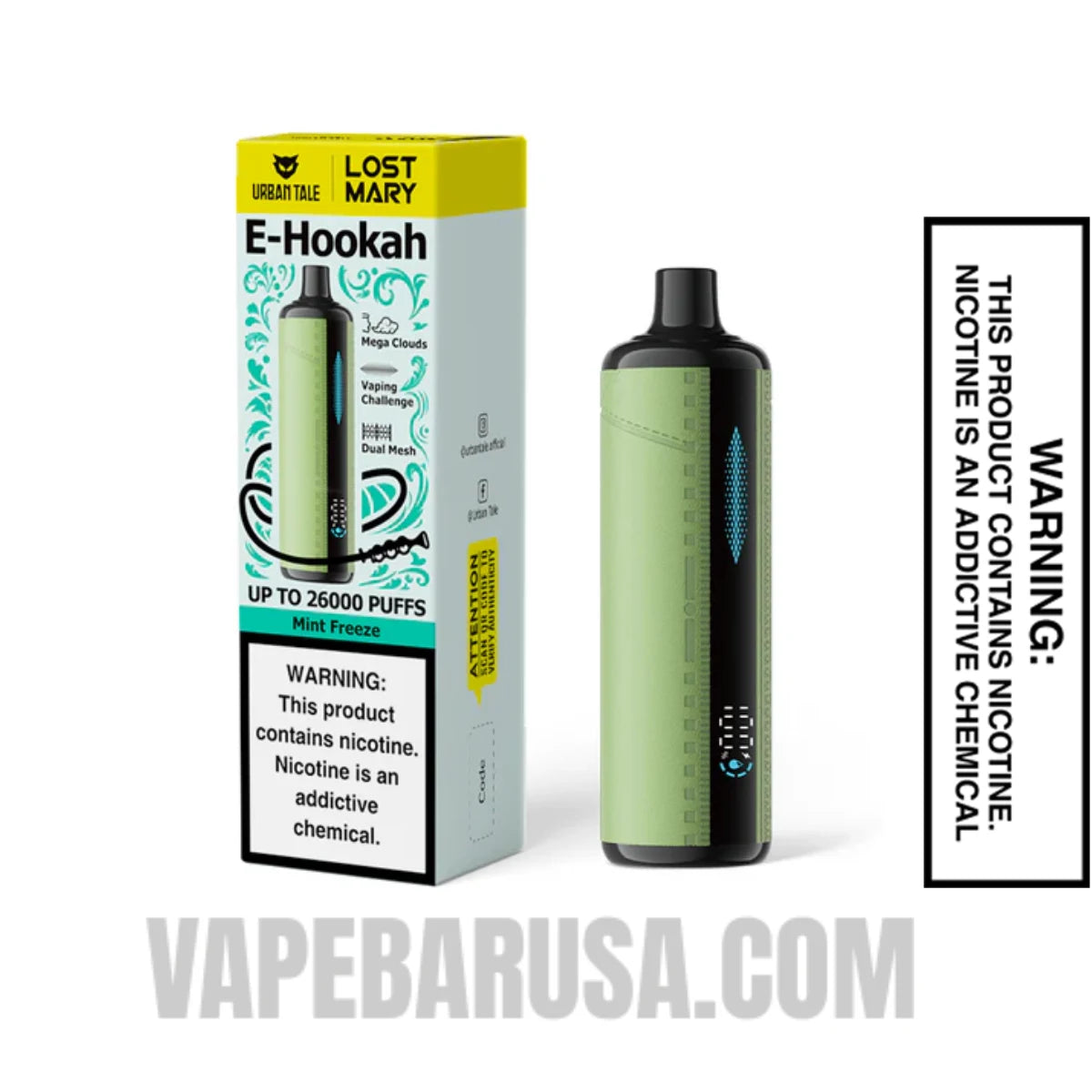 Mint Freeze Lost Mary x Urban Tale E Hookah Disposable Vape With Package Box Mint Freeze Lost Mary x Urban Tale E Hookah Disposable Vape With Package Box