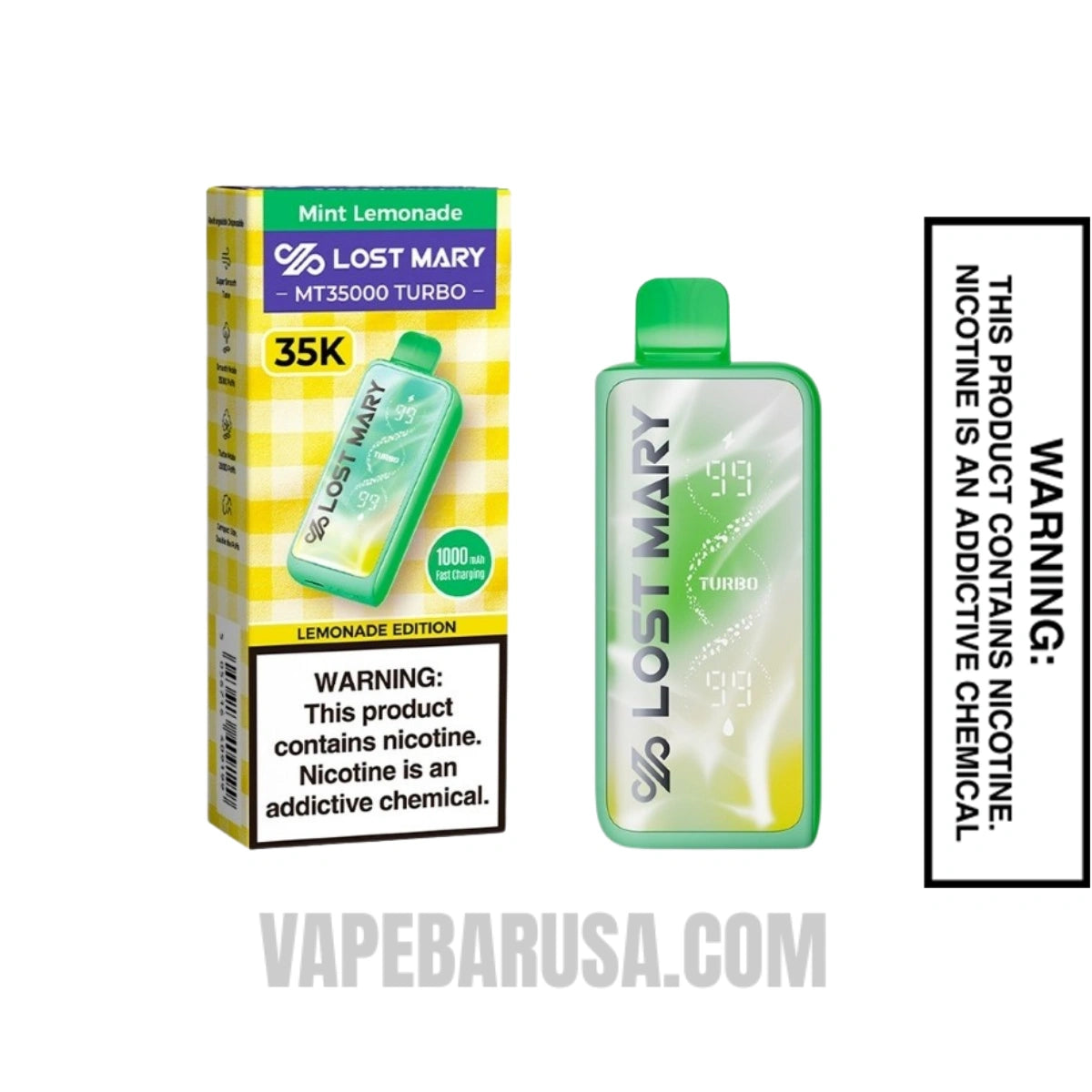 Mint Lemonade Lost Mary MT35000 Turbo Disposable Vape With package box Mint Lemonade Lost Mary MT35000 Turbo Disposable Vape With package box