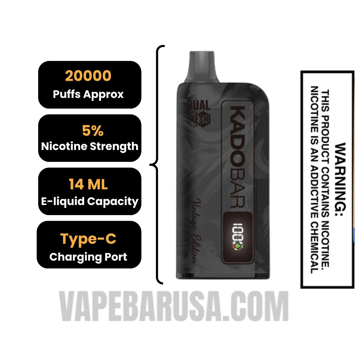 Night Crawler Kado Bar Vintage Edition 20000 Puffs Disposable Vape Specifications Night Crawler Kado Bar Vintage Edition 20000 Puffs Disposable Vape Specifications