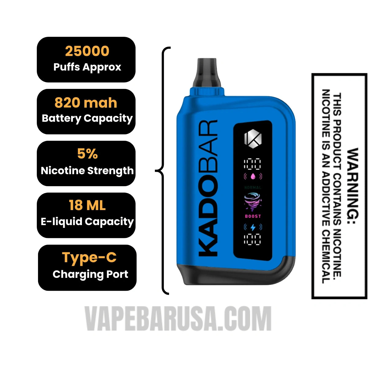 Ocean Blue Freeze Kado Bar Rizz 25000 Disposable Vape Specifications
Ocean Blue Freeze Kado Bar Rizz 25000 Disposable Vape Specifications
