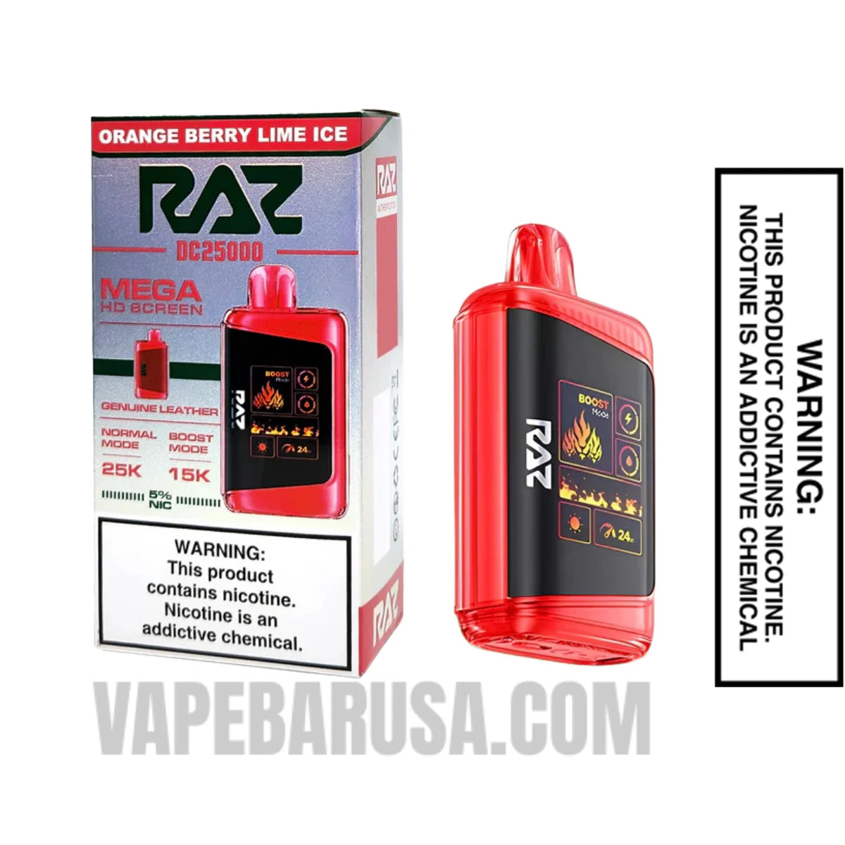 Orange Berry Lime Ice RAZ DC25000 Disposable Vape With Package Box Orange Berry Lime Ice RAZ DC25000 Disposable Vape With Package Box