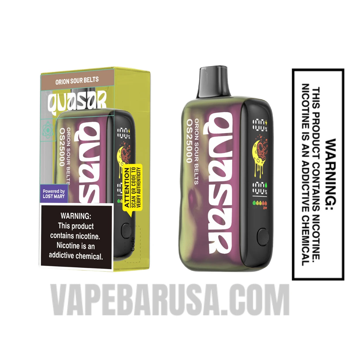 Orion Sour Belts Lost Mary Quasar OS25000 Disposable Vape with package box Orion Sour Belts Lost Mary Quasar OS25000 Disposable Vape with package box