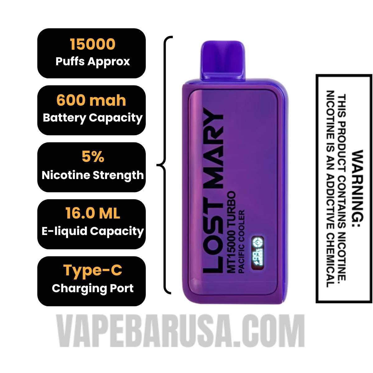 Pacific Cooler Lost Mary MT15000 Disposable Vape Specifications Pacific Cooler Lost Mary MT15000 Disposable Vape Specifications