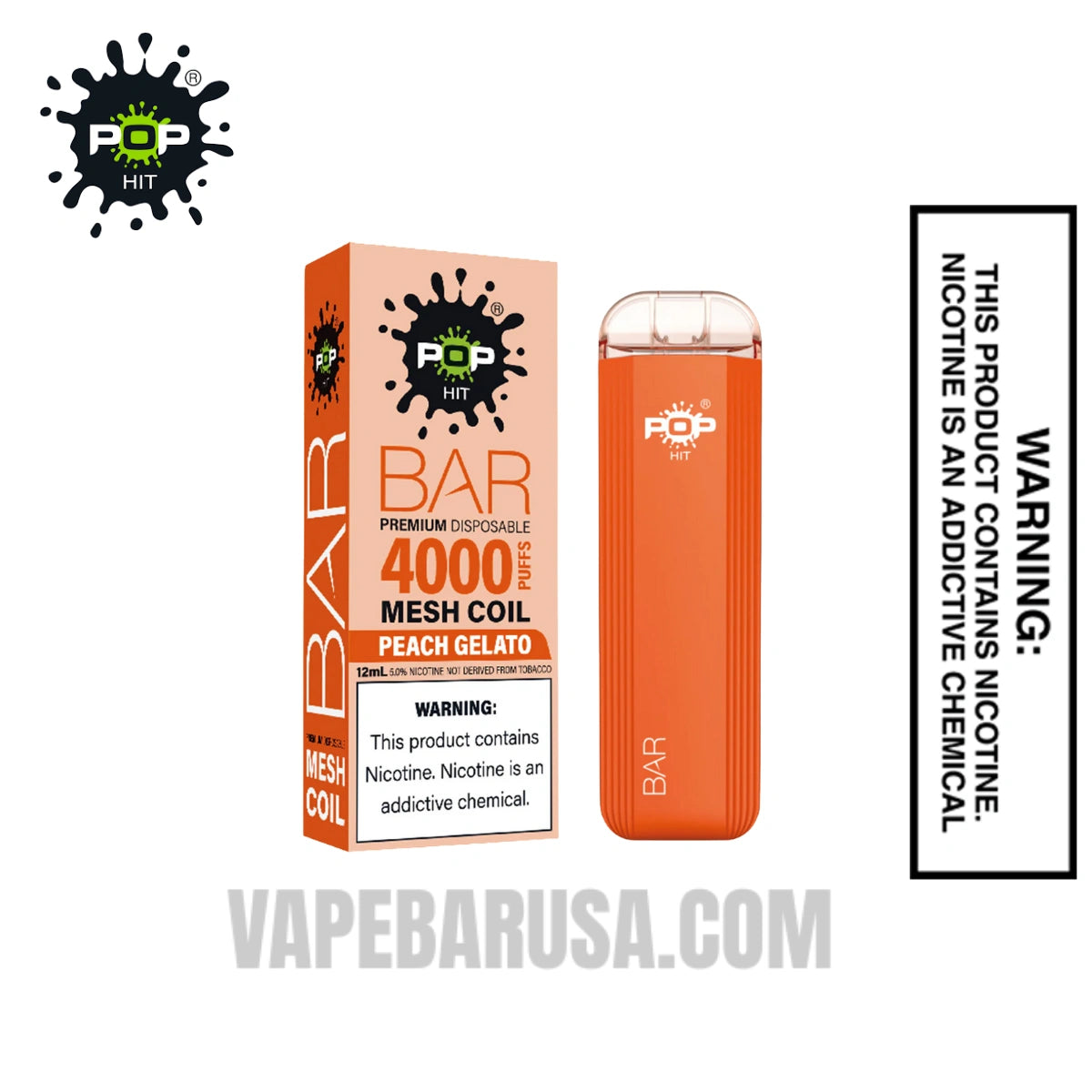 Peach Gelato Pop HIT Bar 4000 Puffs Disposable Vape Peach Gelato Pop HIT Bar 4000 Puffs Disposable Vape