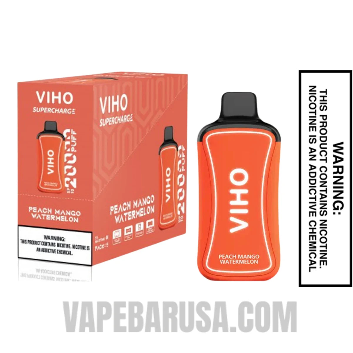 Peach Mango Watermelon VIHO Supercharge 20000 Puffs Vape With Bundle Pack Peach Mango Watermelon VIHO Supercharge 20000 Puffs Vape With Bundle Pack